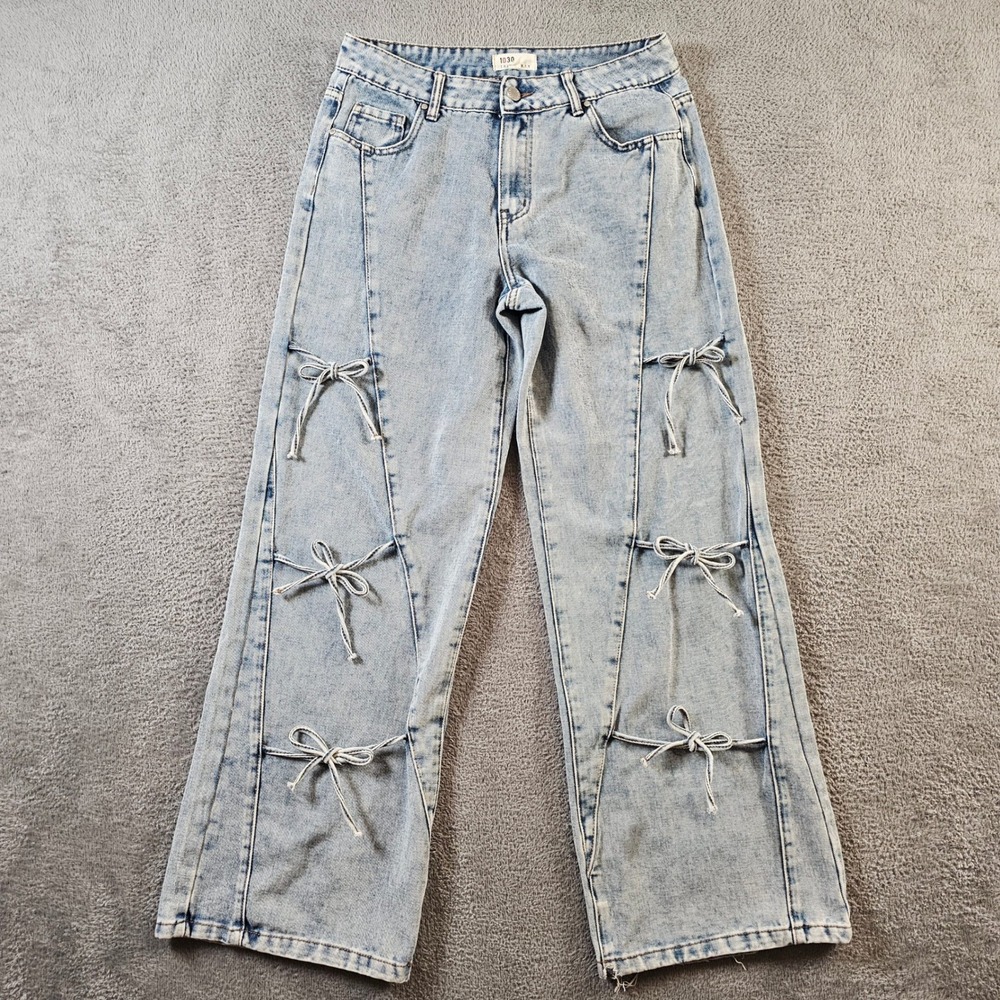1030 T.E.N.T.H.I.R.T.Y Light‎ Wash Wide Leg Bow Detail Jeans Size 5/27